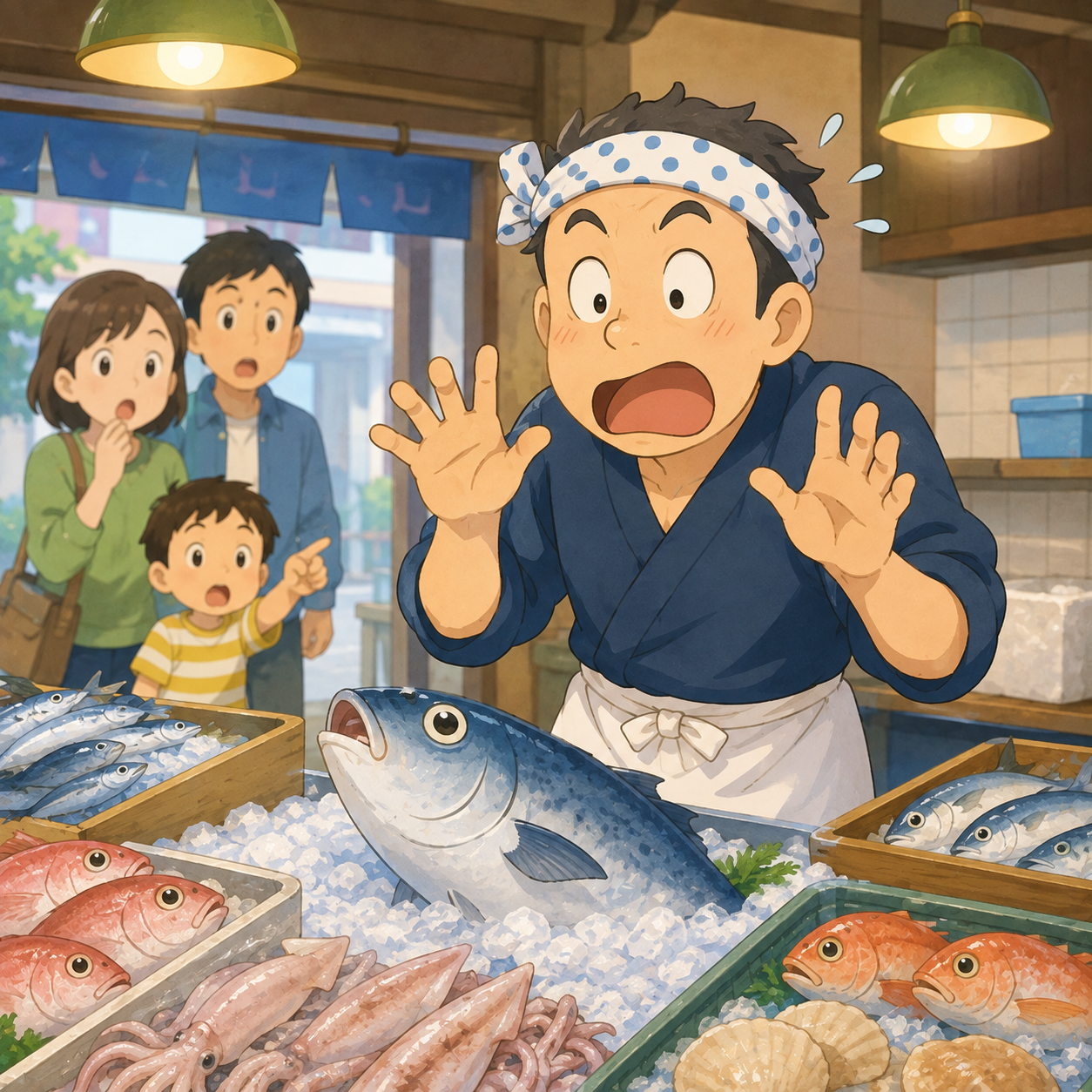 【小学生向け（高学年）】Q262 魚屋さんがおどろいたとき、なんていうでしょう？