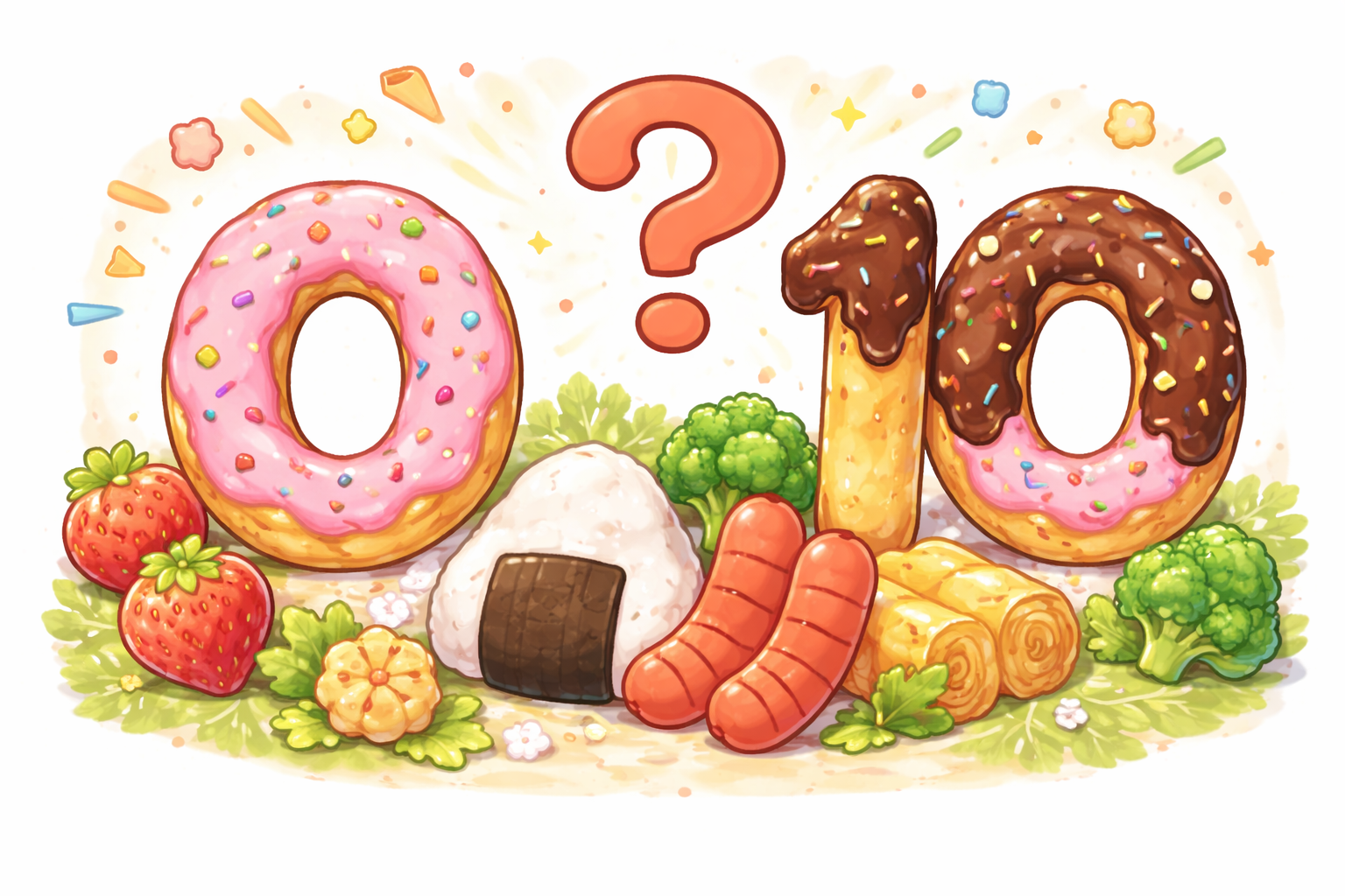 【小学生向け（低学年）】Q227 ０と１０のたべもの、さてなんのことでしょう？