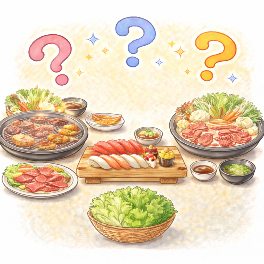 【ひっかけ なぞなぞ】Q27.やきにく、おすし、しゃぶしゃぶがあります。みんなが最初に手をつけるものはなあに？