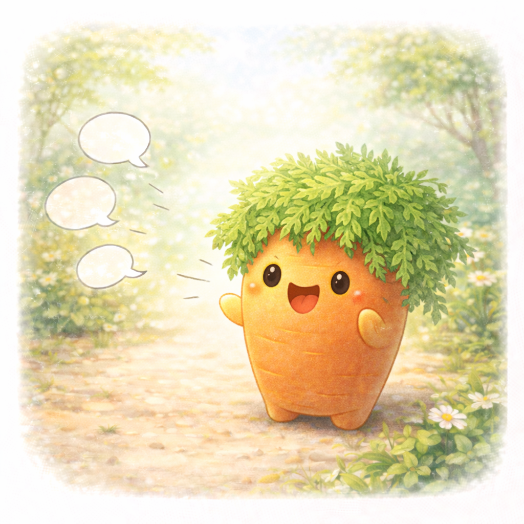 【ひっかけ なぞなぞ】Q38 あたまに葉っぱをのせると、ペラペラと話しだすやさいはなんだ