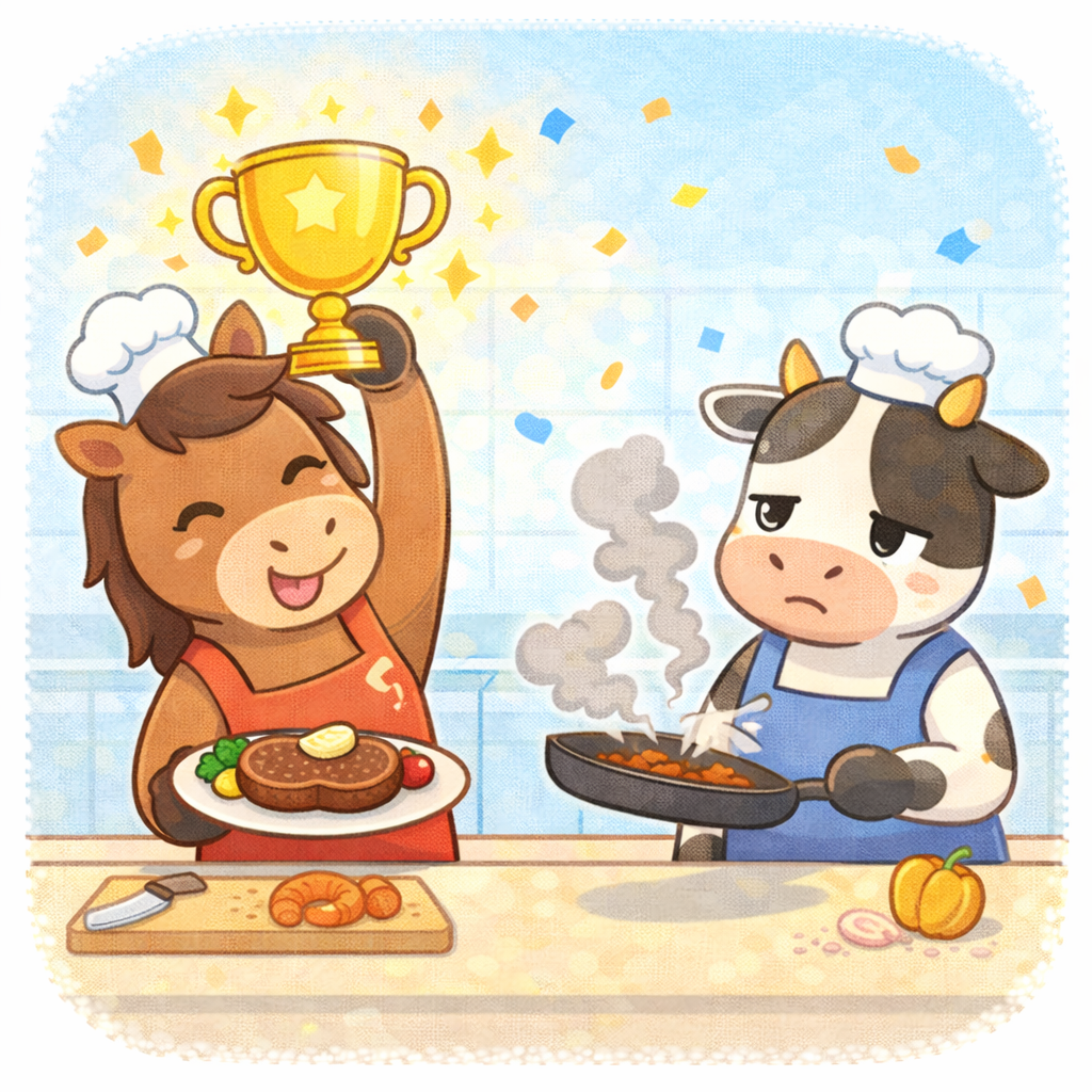 【小学生向け（高学年）】Q62.馬と牛が、料理対決をしたら、どちらが勝ったでしょうか