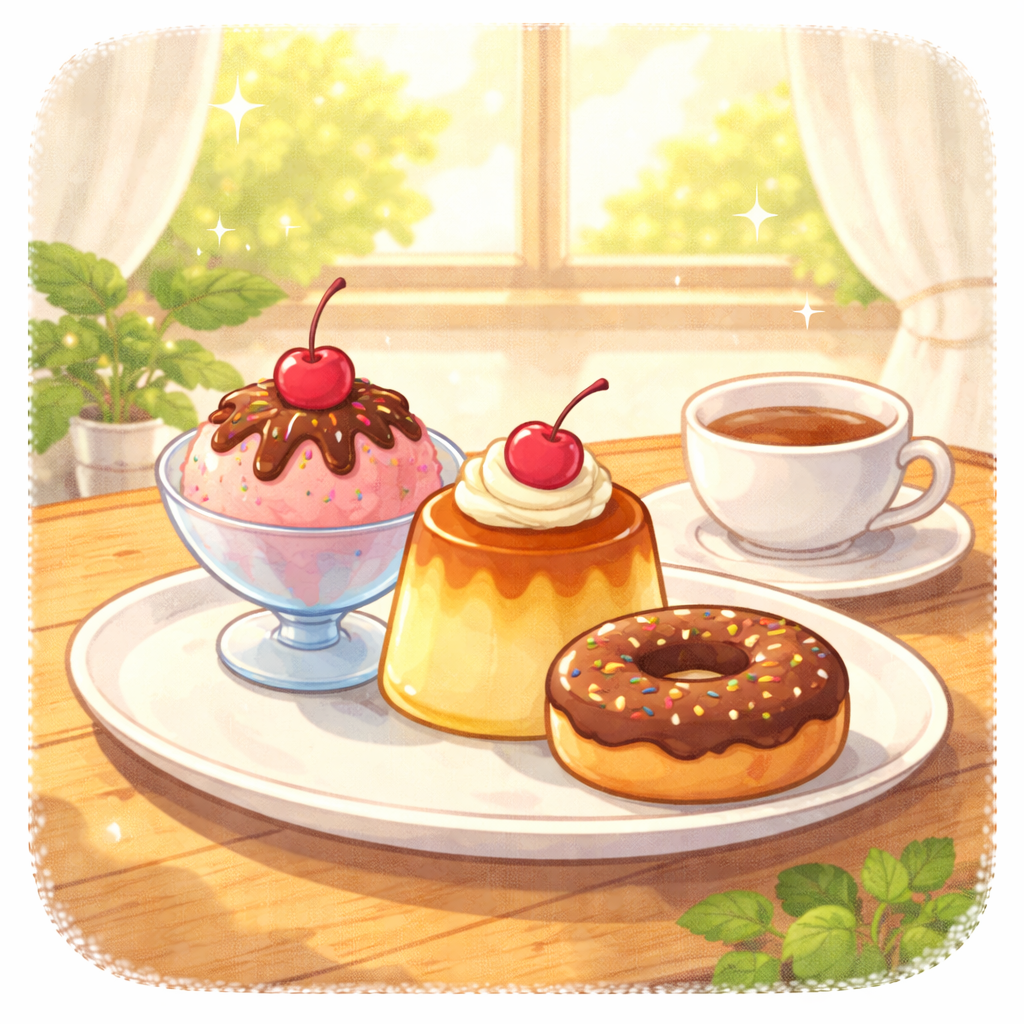 【小学生向け（高学年）】Q64.アイスクリーム、プリン、ドーナツ、3じのおやつはどれ？