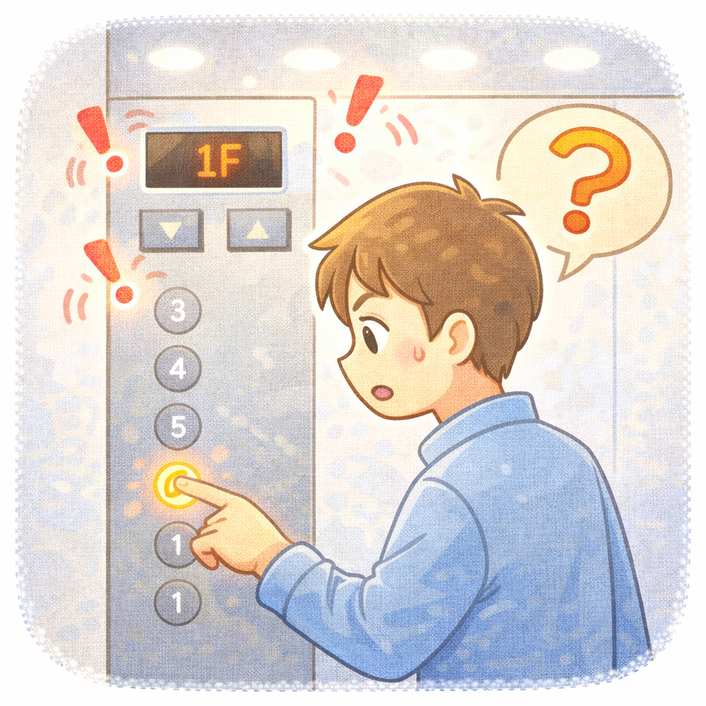【ひっかけ なぞなぞ】Q69 エレベーターに乗って、ボタンを押したのに全く動きません。さて何ででしょうか。
